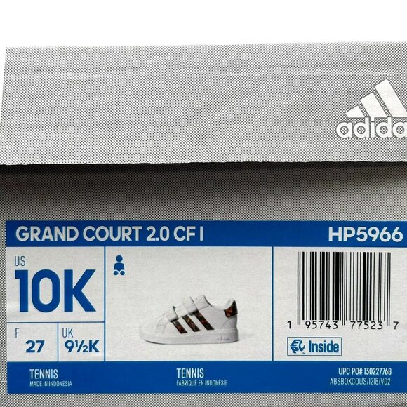 Adidas Grand Court Toddler Boy's Slip-on Sneaker Size 10 White Lightweight Shoes - Picture 9 of 12